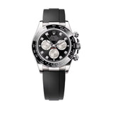 40mm 18k White Gold Ceramic Bezel Black & Steel Diamond Set Dial