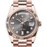 36mm 18k Everose Gold President slate Ombré Baguette Diamond Dial