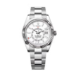42mm Stainless Steel White Dial 18k Fluted Bezel Oyster Bracelet