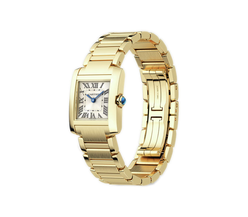 21mm Tank Francaise Small Golden Sunray Dial 18k YG