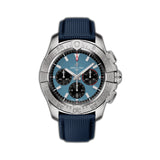 44mm B01 Chronograph Steel Blue Dial Leather Strap