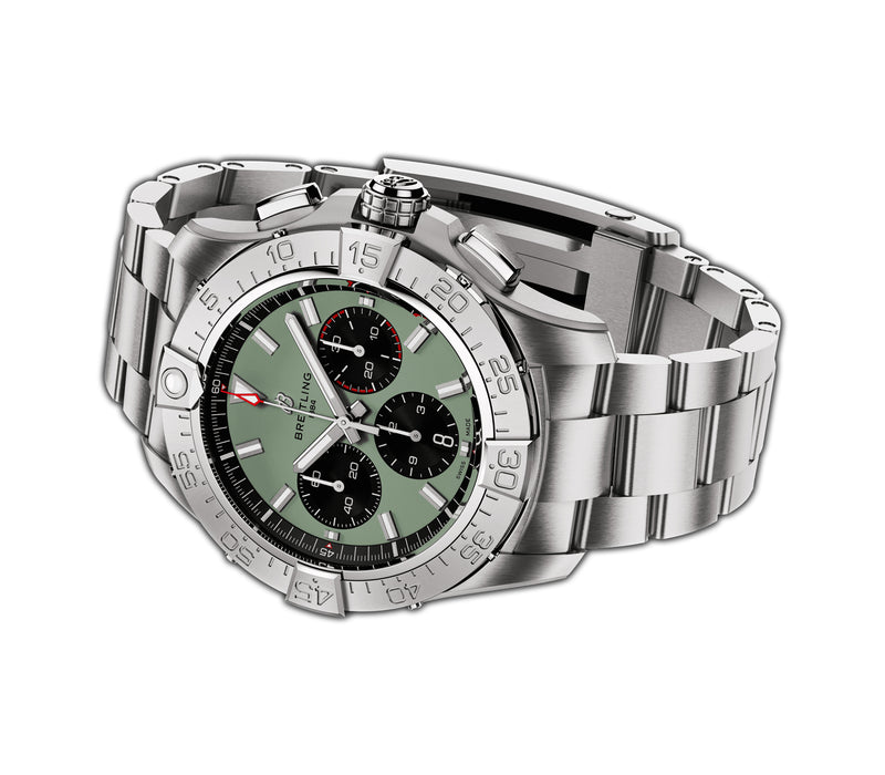 44mm B01 Chronograph Green Dial Stainless Steel Bracelet