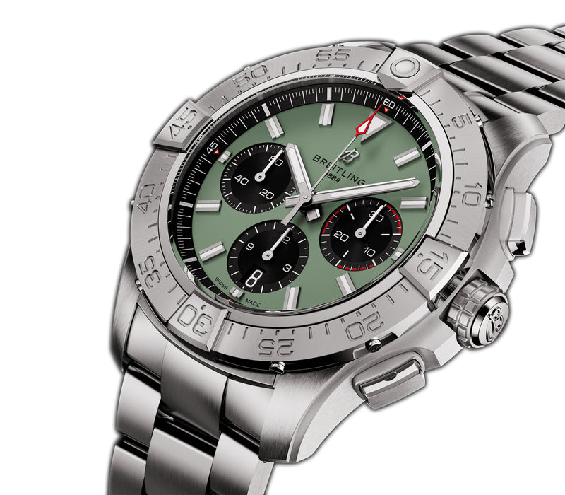 44mm B01 Chronograph Green Dial Stainless Steel Bracelet