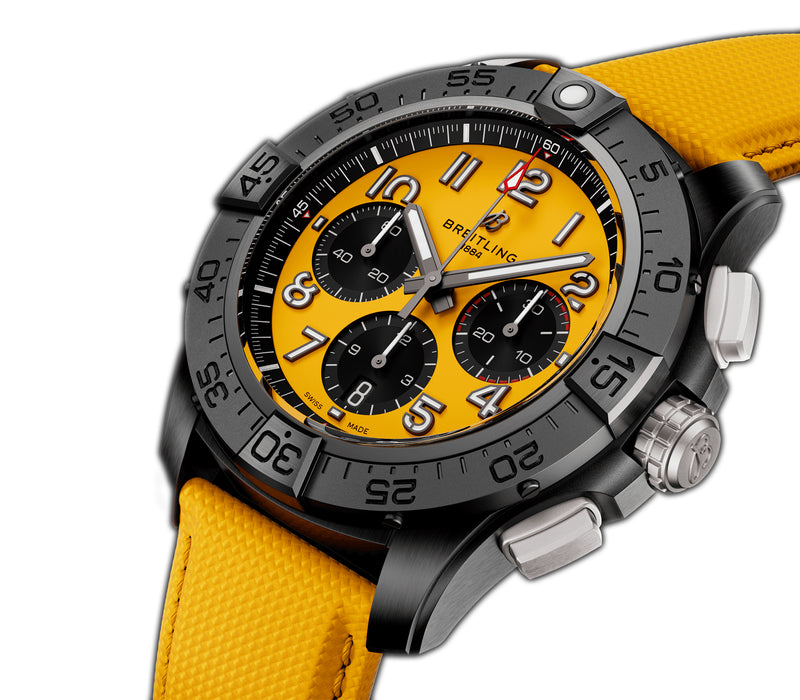 44mm B01 Night Mission Ceramic Chronograph Yellow Dial