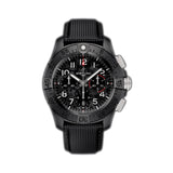 44mm B01 Night Mission Chronograph Black Dial Leather Strap