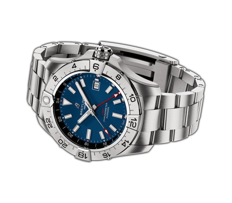 44mm Automatic GMT Blue Dial Stainless Steel Bracelet