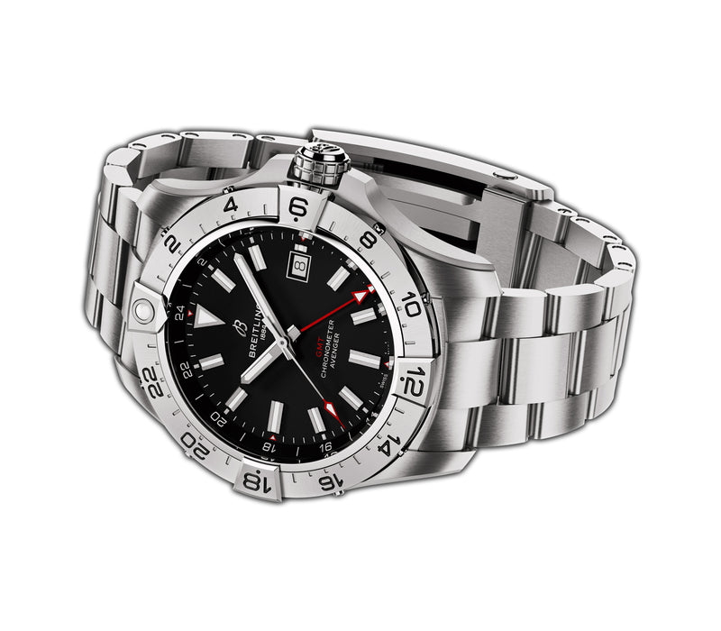 44mm Automatic GMT Black Dial Stainless Steel Bracelet