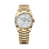 36mm MOP Diamond Dial 18k Yellow Gold Bracelet