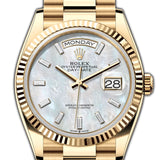 36mm MOP Diamond Dial 18k Yellow Gold Bracelet