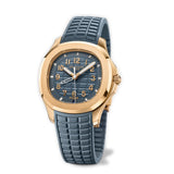 39mm Travel Time 18k Rose Gold Blue-Grey Dial Quartz