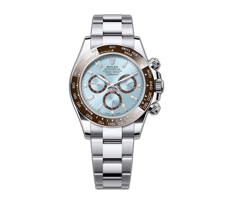 40mm Platinum Brown Ceramic Bezel Ice Blue Diamond Dial