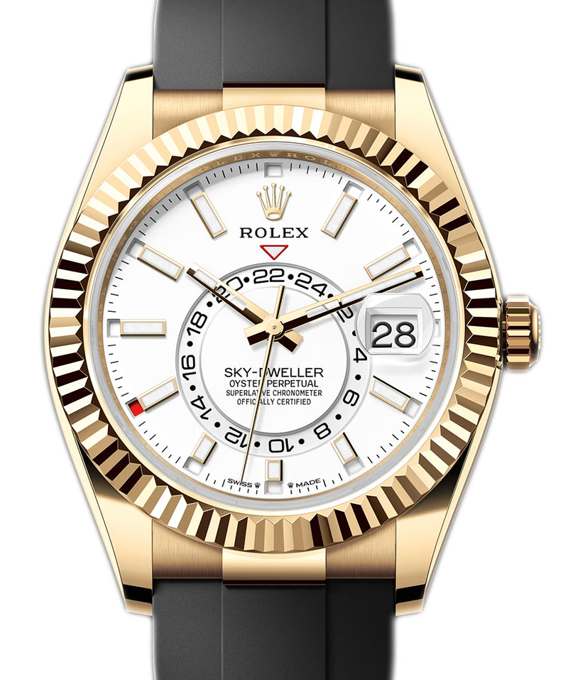 42mm 18k Yellow Gold White Dial Oysterflex