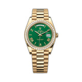 40mm Green Roman Dial Diamond Bezel 18k Yellow Gold Bracelet