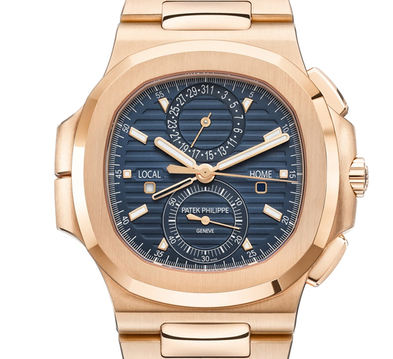 41mm Travel Time Chrono 18k Rose Gold Blue Dial