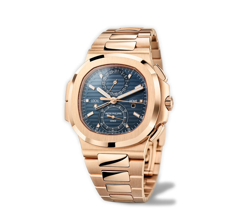 41mm Travel Time Chrono 18k Rose Gold Blue Dial