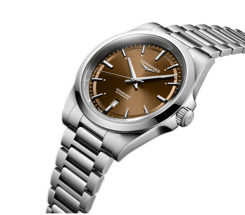 41mm Brown Index Dial Date Stainless Steel Bracelet