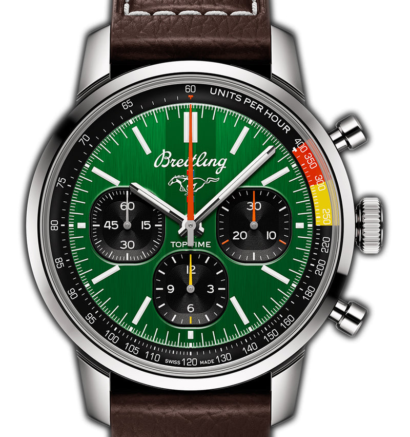 41mm Stainless Steel Green Dial Mustang Chronograph B01