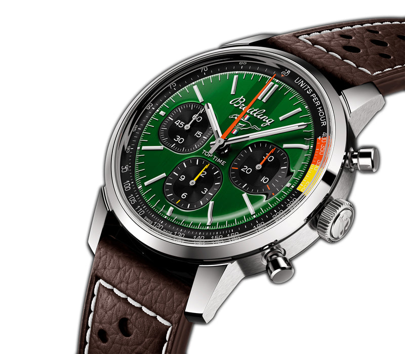 41mm Stainless Steel Green Dial Mustang Chronograph B01