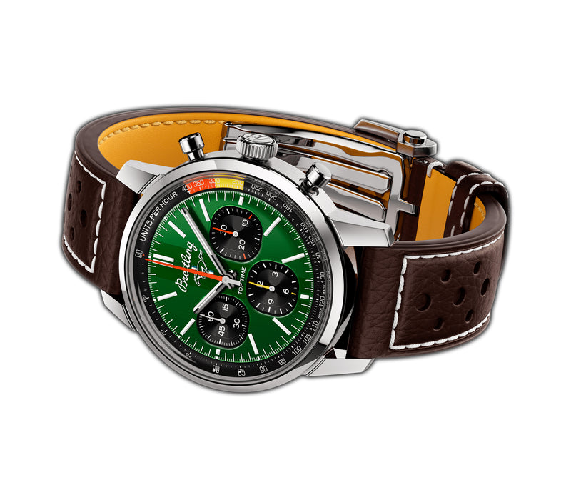 41mm Stainless Steel Green Dial Mustang Chronograph B01