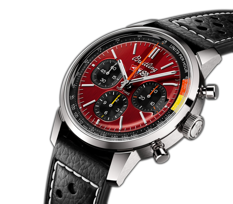 41mm Stainless Steel Red Dial Corvette Chronograph B01