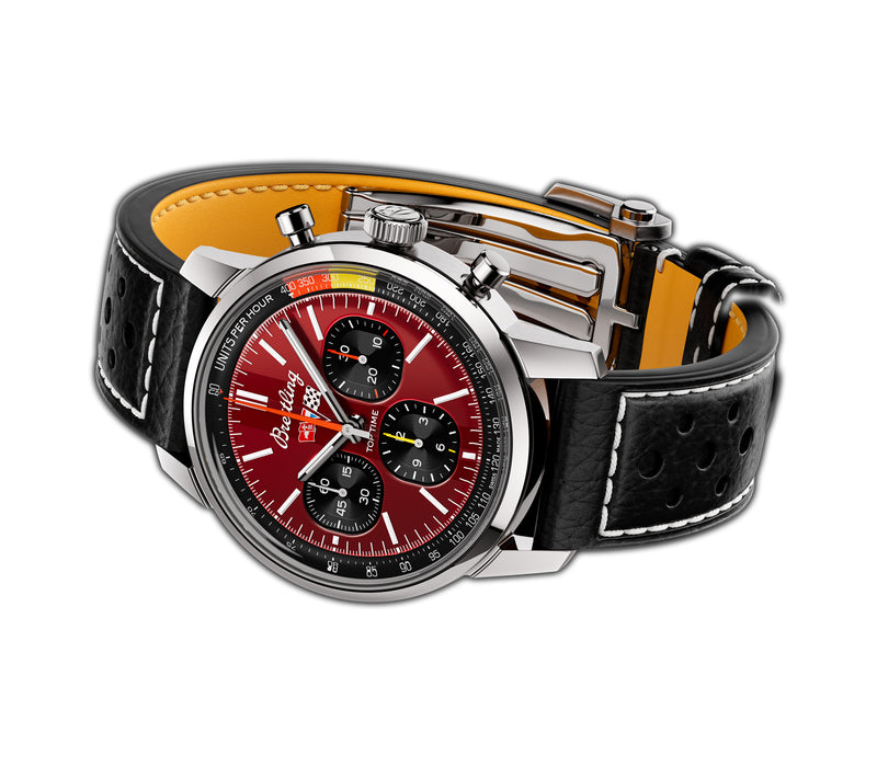 41mm Stainless Steel Red Dial Corvette Chronograph B01