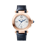 35mm 18k Rose Gold Silver Flinqué Dial