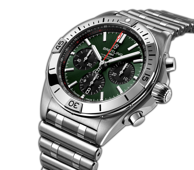 42mm Green Dial B01 Chronograph Stainless Steel Bracelet