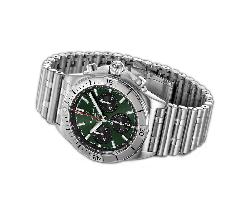 42mm Green Dial B01 Chronograph Stainless Steel Bracelet