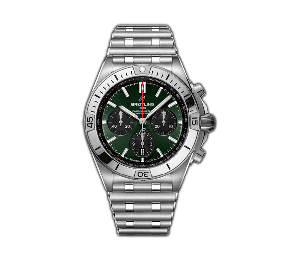 42mm Green Dial B01 Chronograph Stainless Steel Bracelet