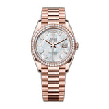 36mm 18k Everose Gold President Diamond Bezel MOP Baguette Dial