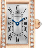 15mm Tank Americaine 18k Rose Gold Diamond Bezel Quartz