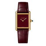 26mm Large Tank Louis 18k Yellow Gold Burgundy Dial