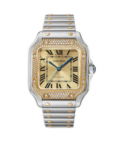 35mm Medium 18k YG Diamond Bezel Champagne Roman Dial