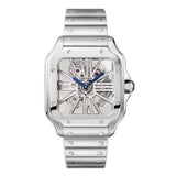 40mm Large Skeleton Dial Stainless Steel Bracelet Manual