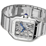 40mm Large Skeleton Dial Stainless Steel Bracelet Manual