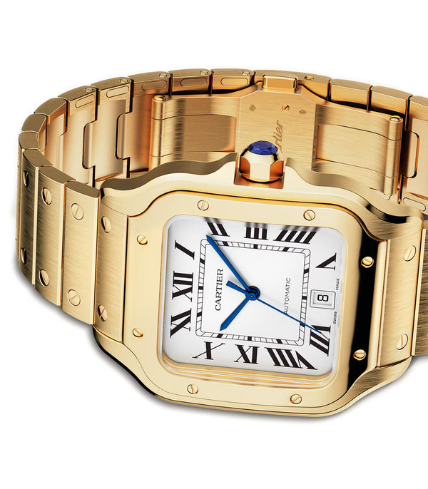 40mm Large 18k Yellow Gold Silver Dial