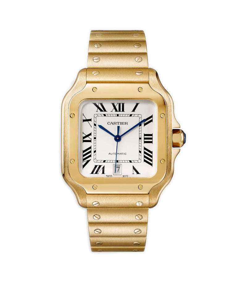 40mm Large 18k Yellow Gold Silver Dial