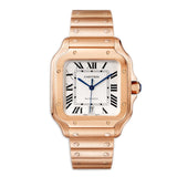 40mm Large 18k Rose Gold Silver Dial