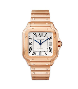 40mm Large 18k Rose Gold Silver Dial