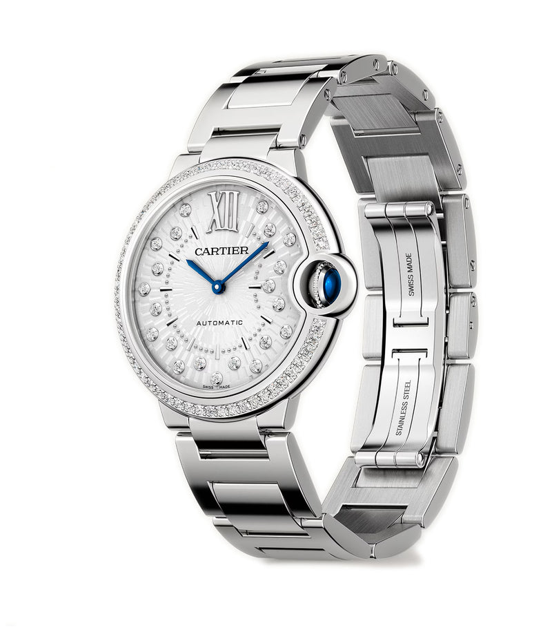 36mm Silver Diamond Dial Stainless Steel Bracelet