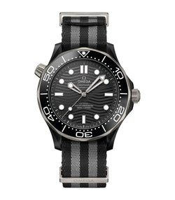 44mm Diver 300M Nato Strap Ceramic Black Dial