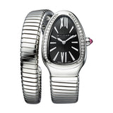 35mm Tubogas Single Spiral Steel Diamonds Black Dial