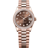 31mm 18k Everose Gold President Diamond Bezel Chocolate Diamond Dial