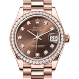 31mm 18k Everose Gold President Diamond Bezel Chocolate Diamond Dial