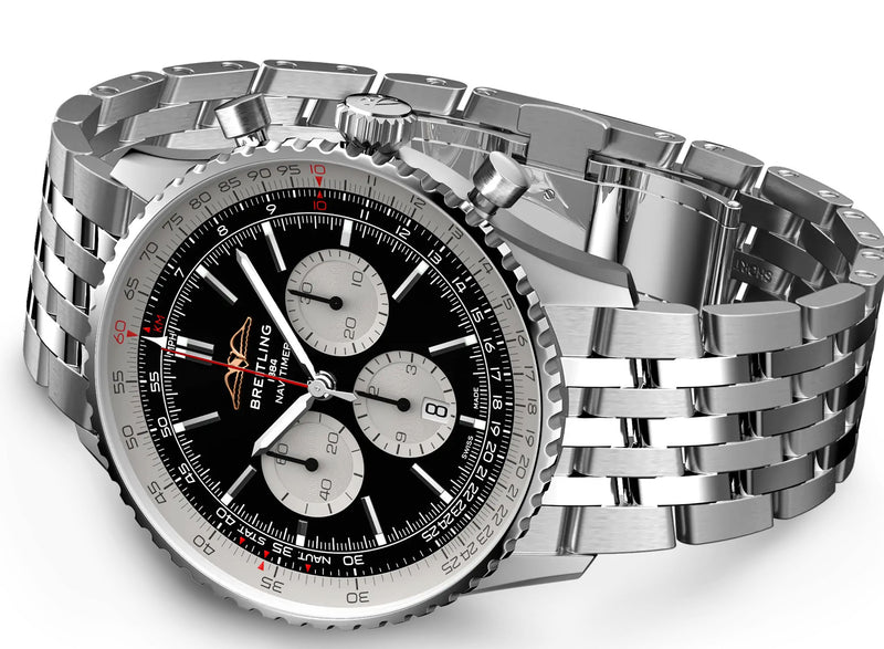 46mm B01 Chronograph Black Dial Stainless Steel Bracelet