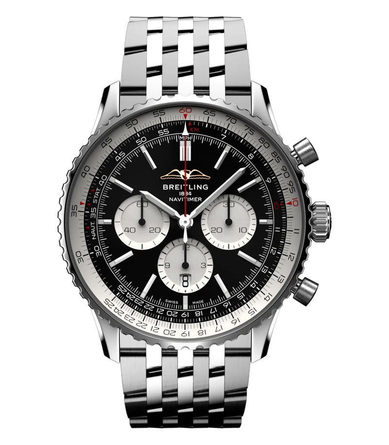 46mm B01 Chronograph Black Dial Stainless Steel Bracelet