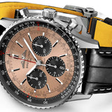 43mm B01 Chronograph Steel Copper Dial Leather Strap