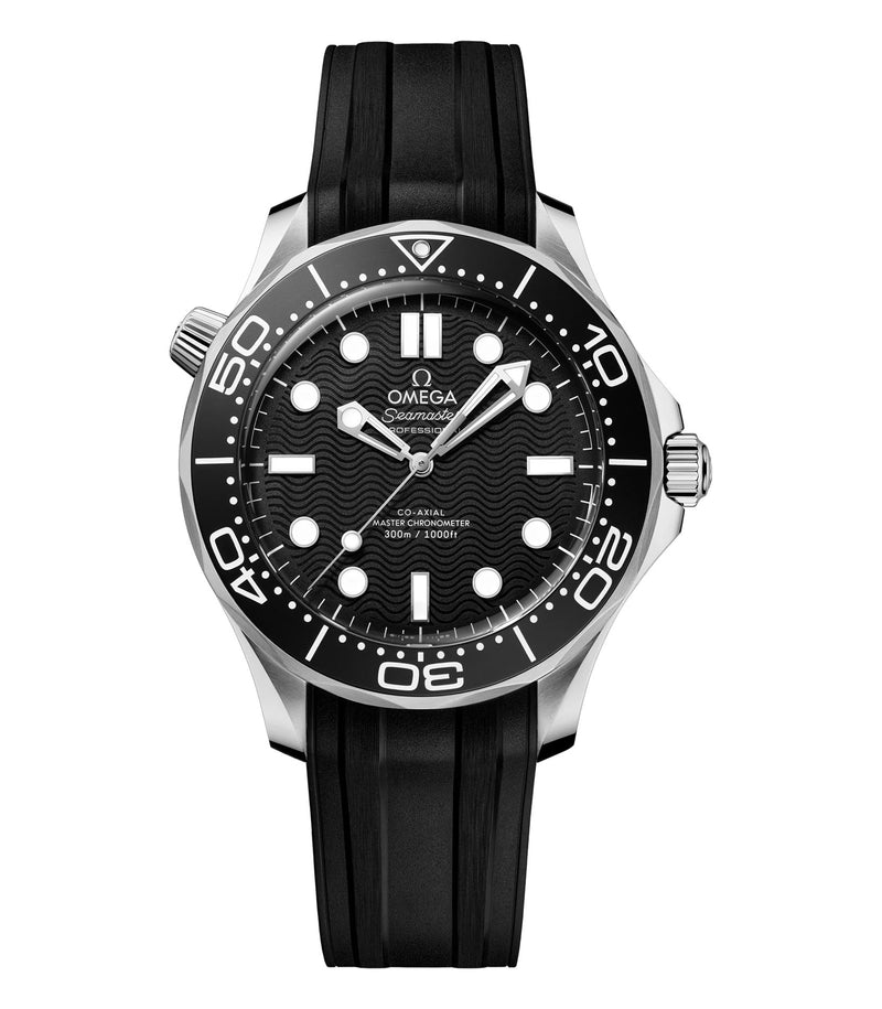 42mm Diver 300M Steel Black Dial on Rubber