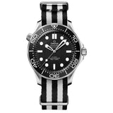 42mm Diver 300M Nato Strap Steel Black Dial