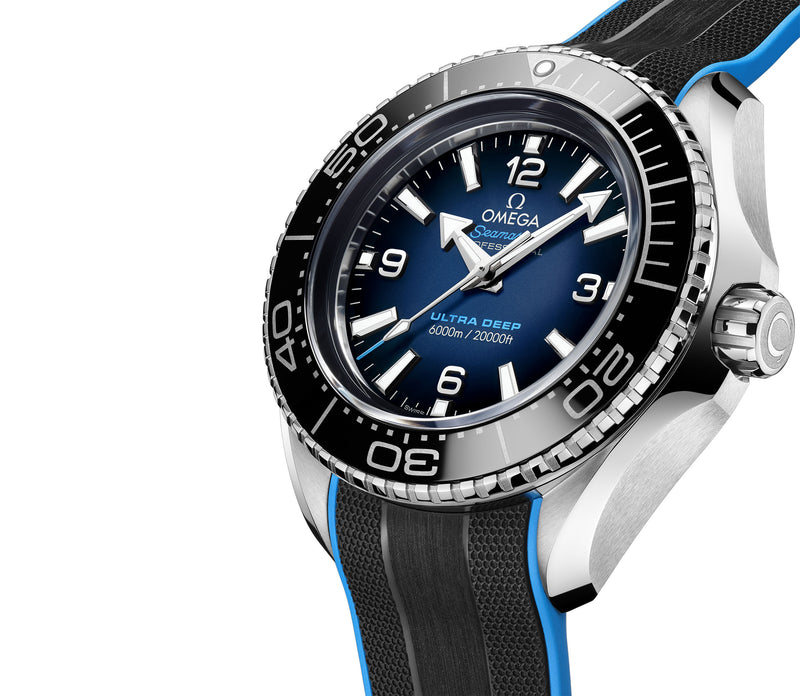 46mm Planet Ocean Ultra Deep 6000M Steel Blue Dial On Rubber